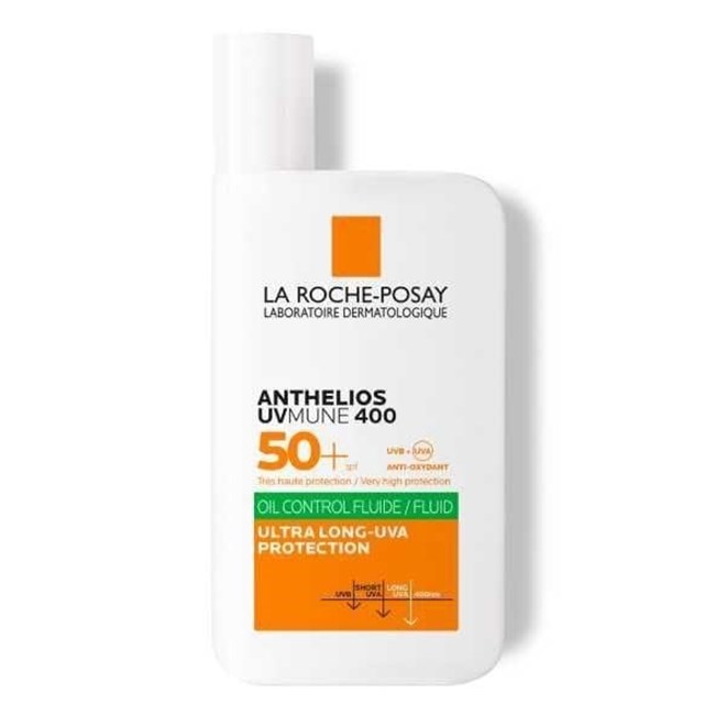 Anthelios UVMUNE 400 Oil Control Fluido Invisível FPS 50+, €24,80, La Roche Posay.