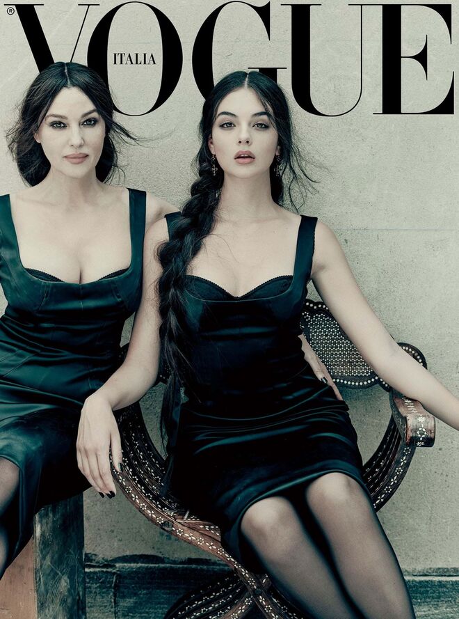 Monica Belluci e a filha na capa da Vogue Itália.