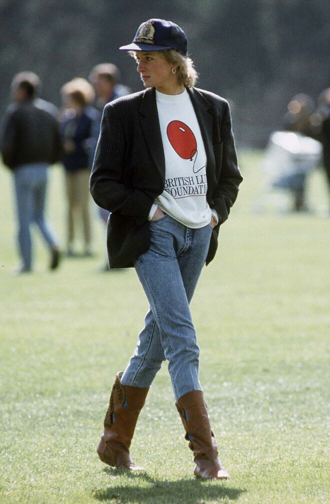 O famoso look usado no Guards Polo Club, em Windsor, no ano de 1988.