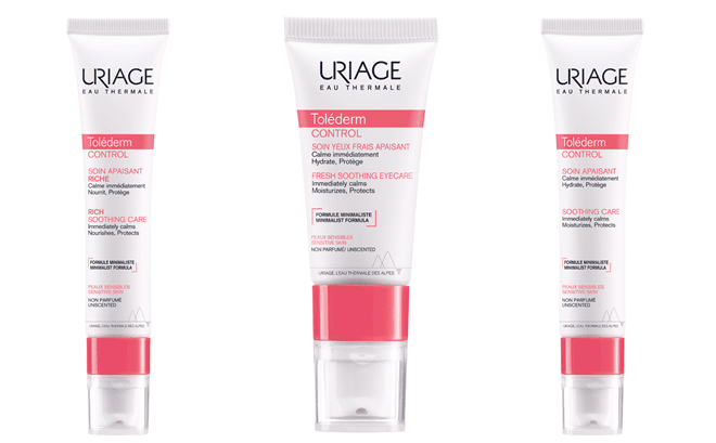 Gama Toléderm, composta por Toléderm Control Cuidado Apaziguante (€22,61), Toléderm Control Cuidado Apaziguante para os Olhos (€21,52) e Toléderm Control Cuidado Apaziguante Rico (€22,61).