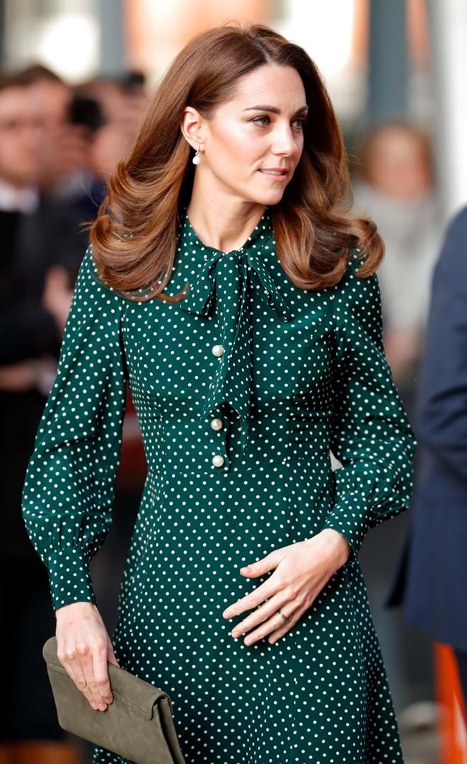 Kate Middleton numa visita ao hospital pediátrico Evelina London em Inglaterra, 11 de dezembro de 2018.