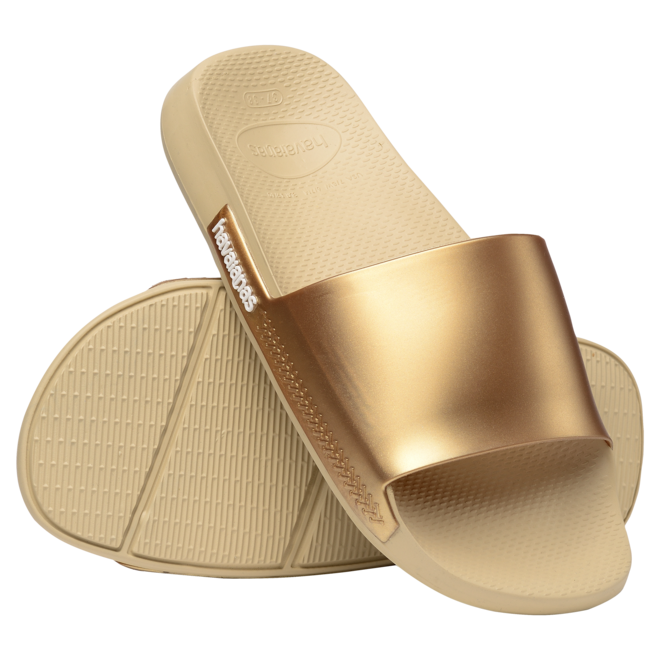Sandálias Slide Classic Metallic, €32, Havaianas.