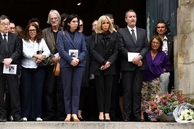 Rima Abdul-Malak, ministra da cultura francesa, e Brigitte Macron, primeira-dama francesa.