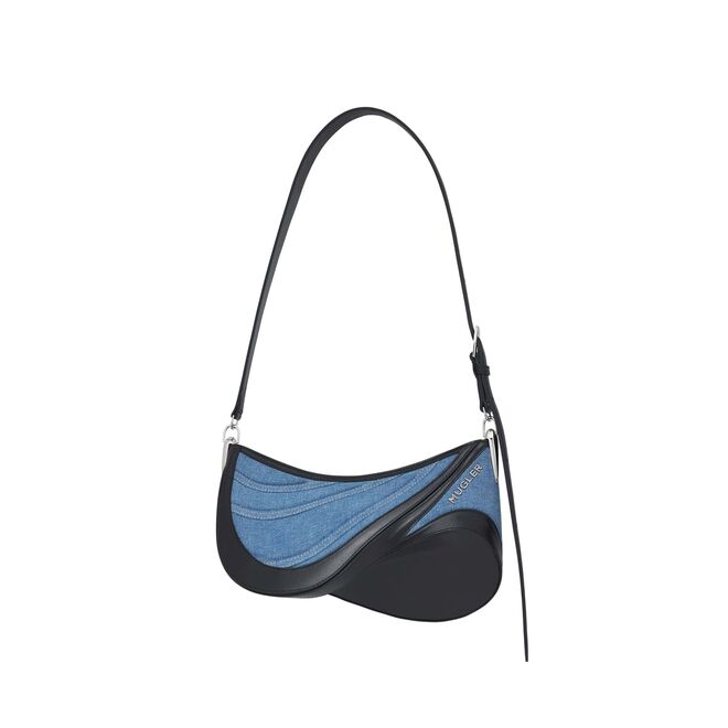 Carteira em pele e denim, €1590, Mugler.