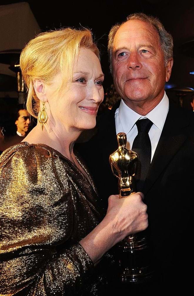 Meryl Streep e Don Glummer nos Óscares.