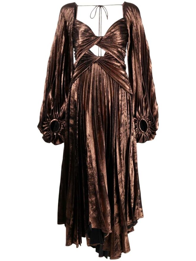 Vestido em seda lamé, €575, Acler em Farfetch.com