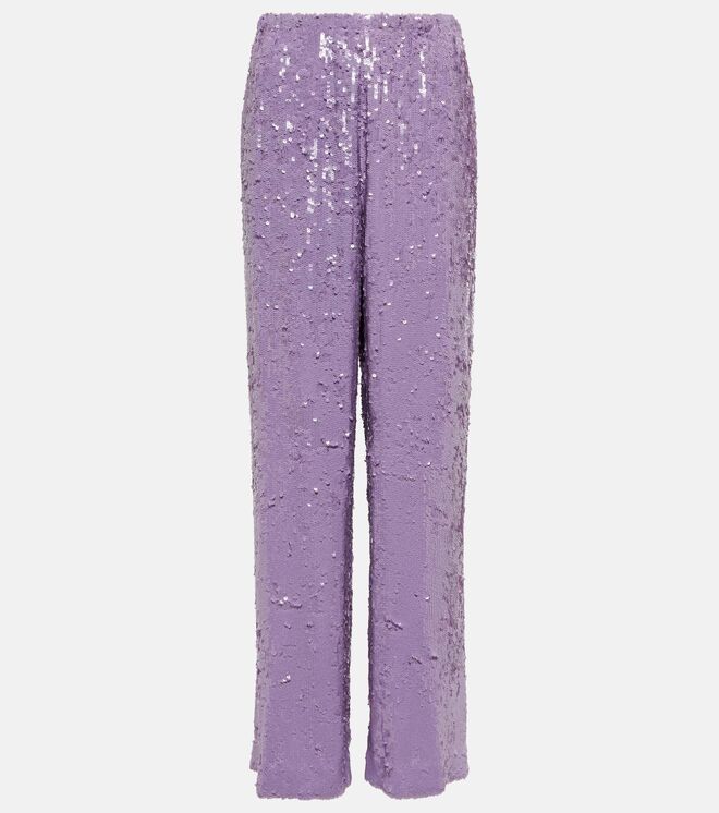 Calças rectas com lantejoulas, €1,345, Dries Van Noten em Mytheresa.com