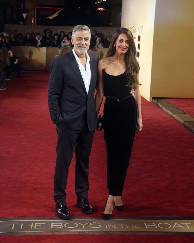 George e Amal Clooney na estreia, no Reino Unido, de "The Boys In The Boat" no Curzon Cinema Mayfair a 3 de dezembro de 2023 