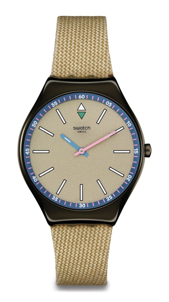 Relógio Sunbaked Sandstone, €215, Swatch.