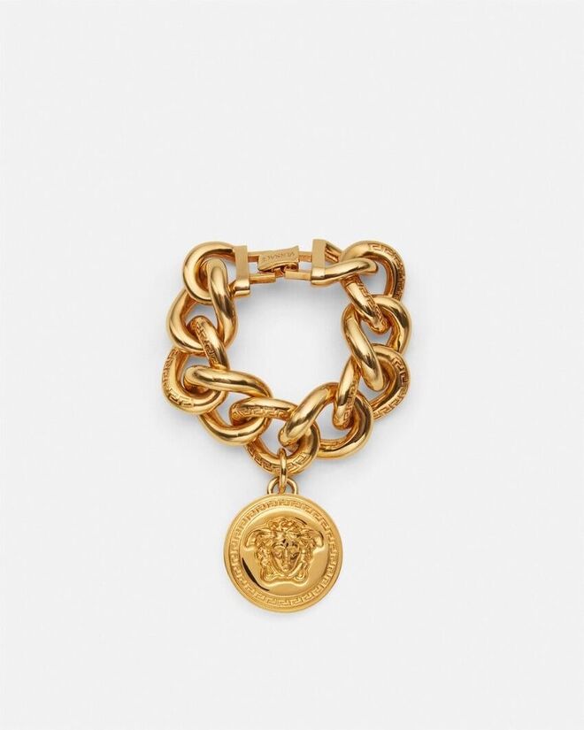 Pulseira em aço, €795, Versace.