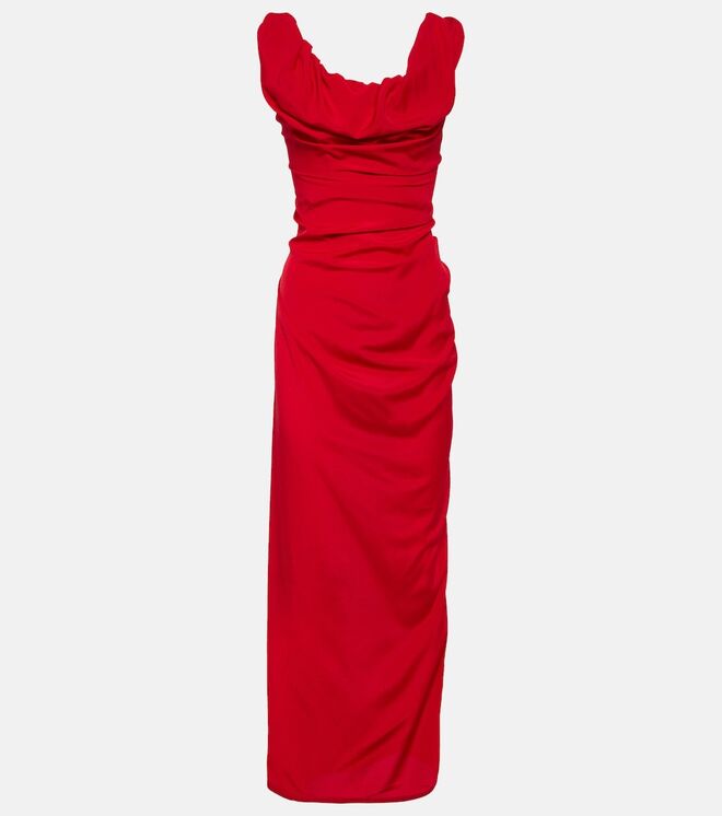 Vestido em crepe de seda, €895, Vivienne Westwood em Mytheresa.com