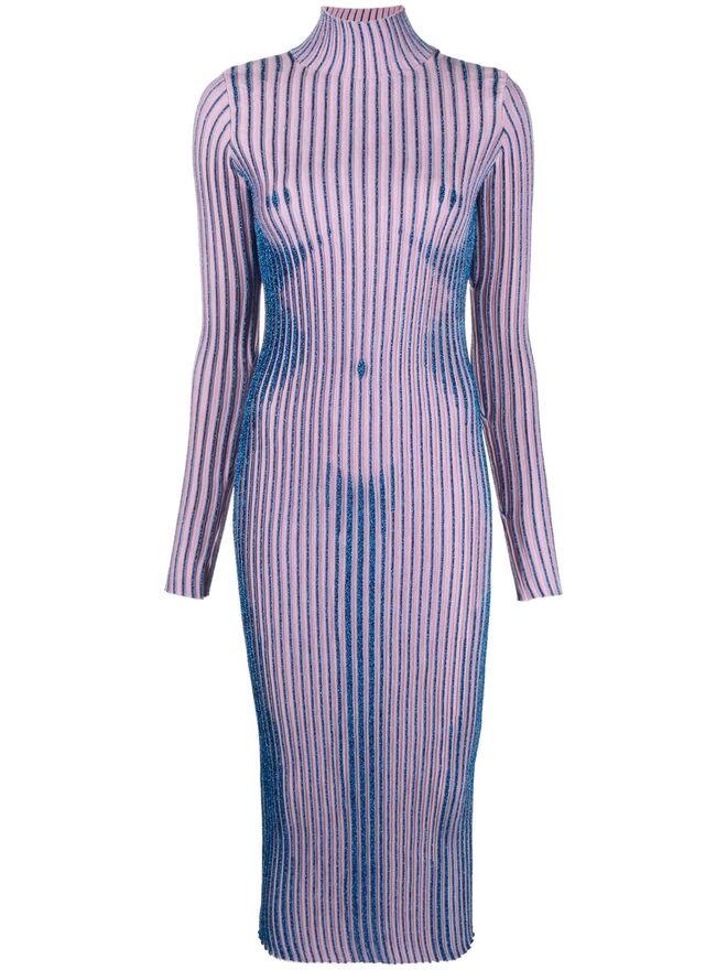 Vestido Trompe L’oeil em malha lurex, €639, Jean Paul Gaultier em Farfetch.com.