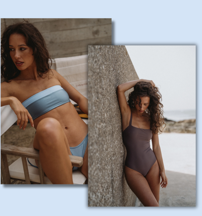 EONA Top Taupe, €55, e cuecas Lily, €49. Fato de banho Oman, €120.