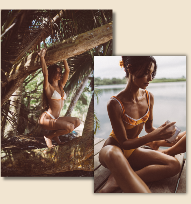 LAMÈR Top e cuecas Bikini Ouros V3, €39 e €32. Top e cuecas Bikini Copas V1, €41 e €36.