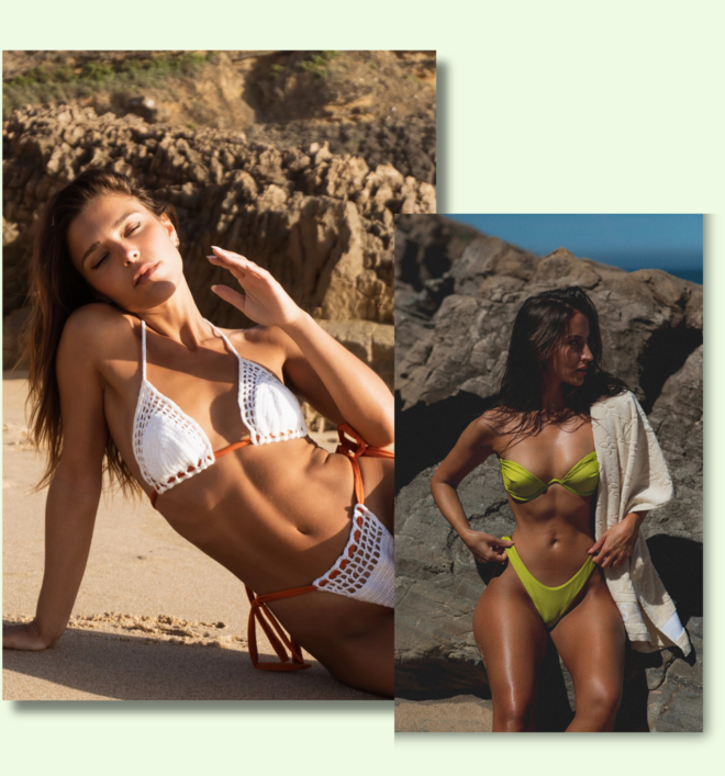 KAOÂ Biquíni Efeito Bordado, €110. Biquíni Sem Alças, €110.