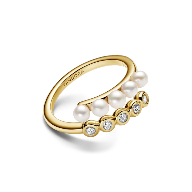Anel Pandora Treated Freshwater Cultured Pearls & Stones Open Ring, €149, Pandora.
