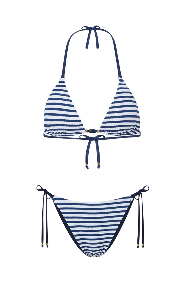 Biquíni Nautical Stripes, soutien, €25, e cuecas, €20, Calzedonia.