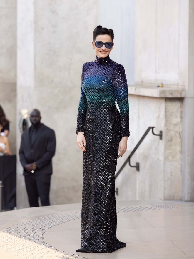 Eva Green no desfile da Giorgio Armani.