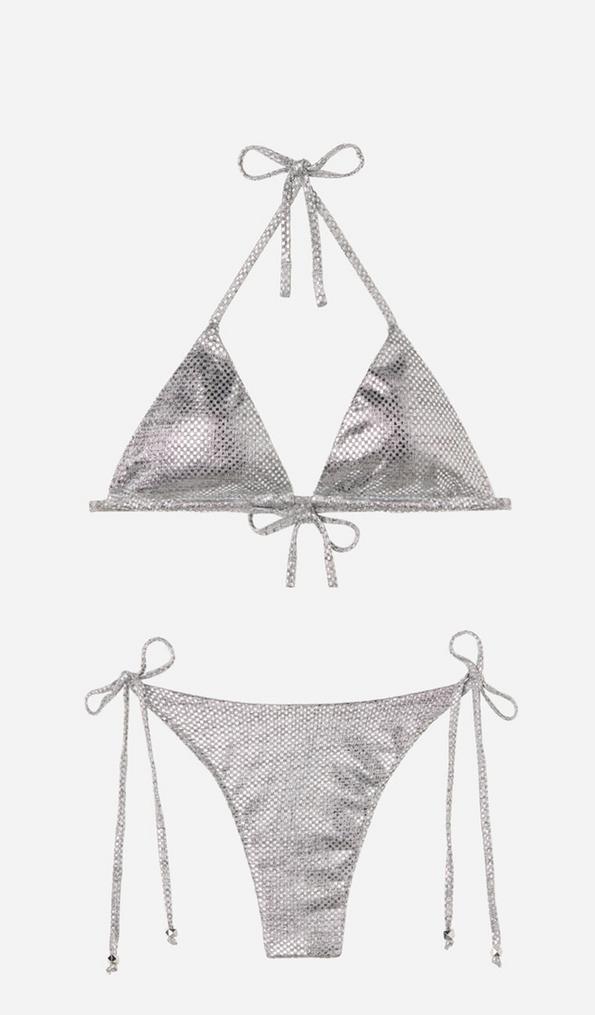 Biquíni Light Reflections, soutien, €12,50, e cuecas, €10, Calzedonia.