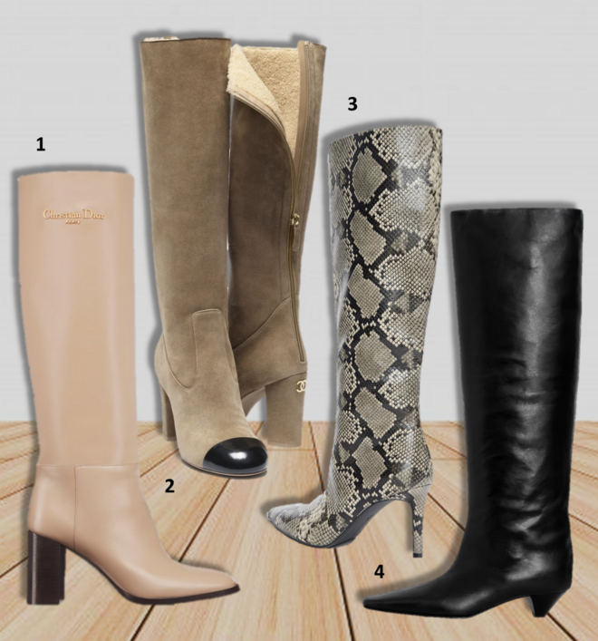 1. Botas, €1990, Dior; 2. Botas, €2500, Chanel; 3. Botas, €49,99, Stradivarius; 4. Botas, €290, Cos. 