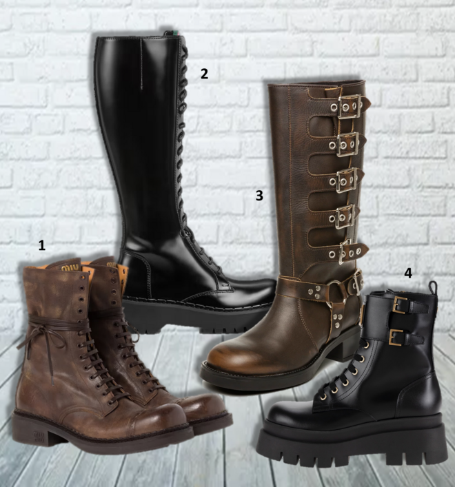 1. Botas, €1650, Miu Miu; 2. Botas, €2500, Gucci; 3. Botas, €249,99, Steve Madden; 4. Botas, €874, Elisabetta Franchi. 
