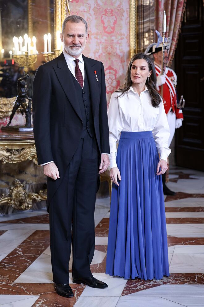 Rainha Letizia de Espanha, na receção do Corpo Diplomático.