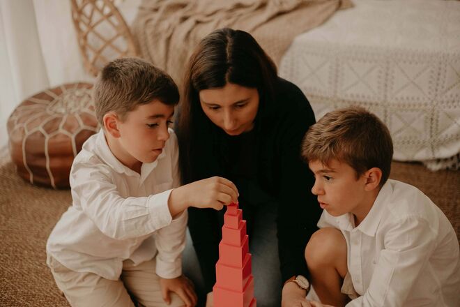 Beatriz Vasconcelos e os filhos