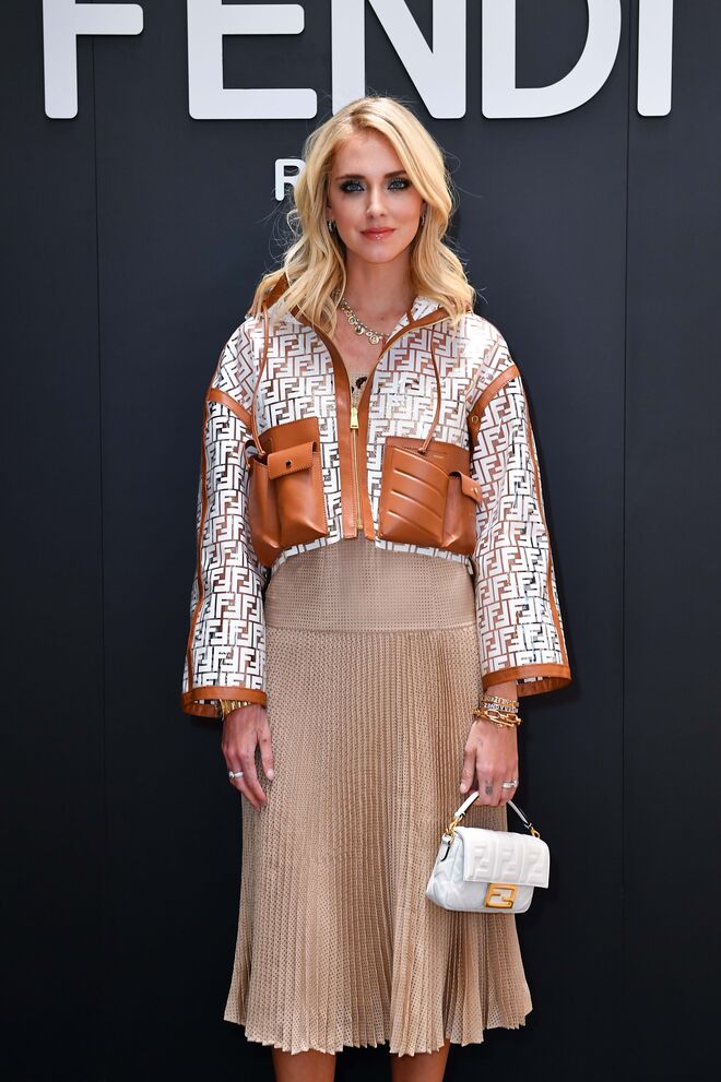 Ferragni para o desfile da Fendi, durante a Semana da Moda Masculina de Milão.