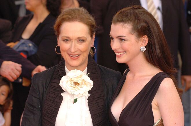As atrizes Meryl Streep e Anne Hathaway.