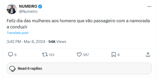 Post publicado por Numeiro no X