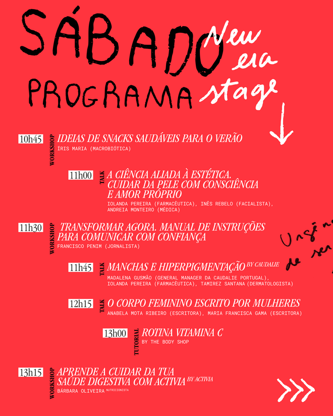 Programa das talks e workshops para sábado, dia 21 de junho.
