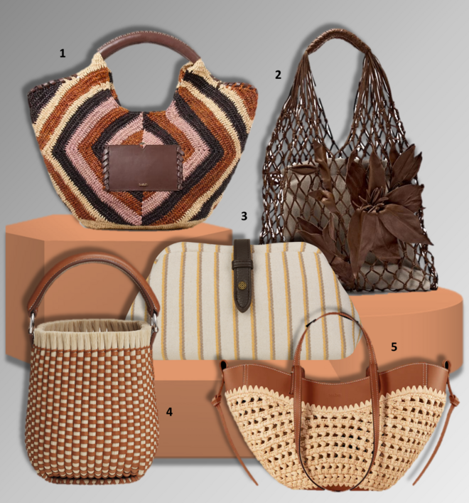 1.Carteira Ara, €425, Ba&amp;Sh; 2. Carteira, €249, Massimo Dutti; 3. Clutch Benat, €80, Lonbali; 4. Carteira, Hermès (preço sob consulta); 5. Carteira Cyme Mini, €350, Polène.