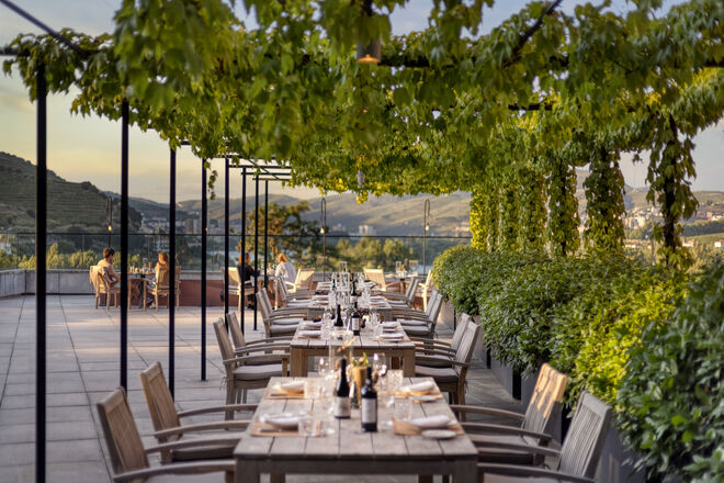 O Wine Library Terrace, com uma vista idílica