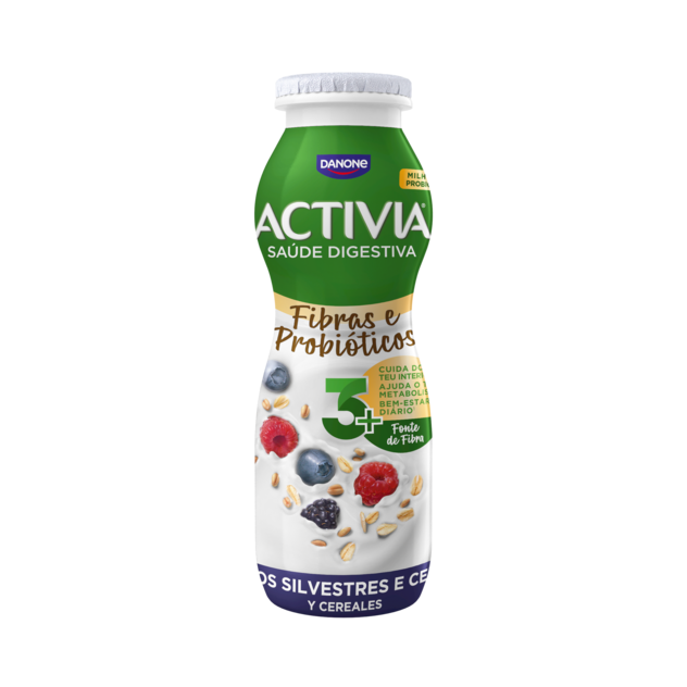 Activia saúde digestiva, com fibras e probióticos de frutos silvestres e cereais