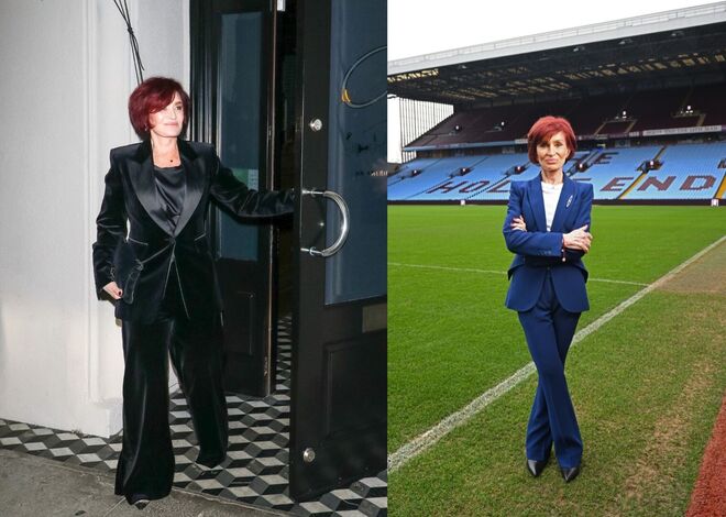 (E-D) Sharon Osbourne no anúncio do último show do Black Sabbath, em fevereiro de 2025  — Sharon Osbourne em outubro de 2022, em Los Angeles.