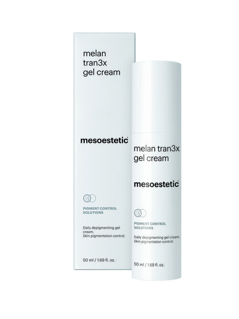 Melan tran3x gel cream mesoestetic: solução diária para controlo da pigmentação cutânea