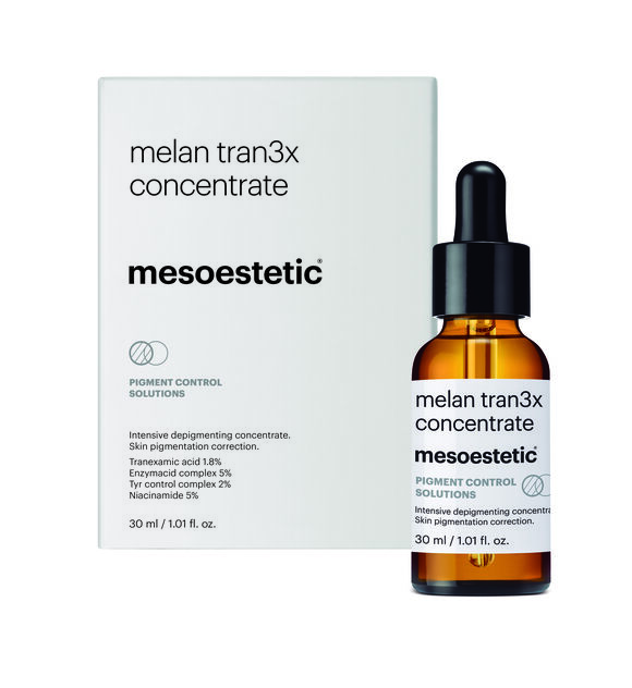 Melan tran3x concentrate, solução intensiva para hiperpigmentação da pele