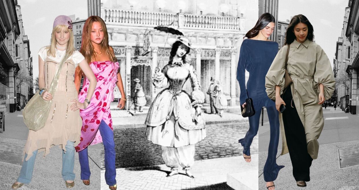 Ashley Tisdale na Gen Art 2005 / Devon Aoki na Ungaro 35th Anniversary Party em 2001 / Ilustraçaõ de 1800s / Kendal Jenner 2024 / @claireguillon