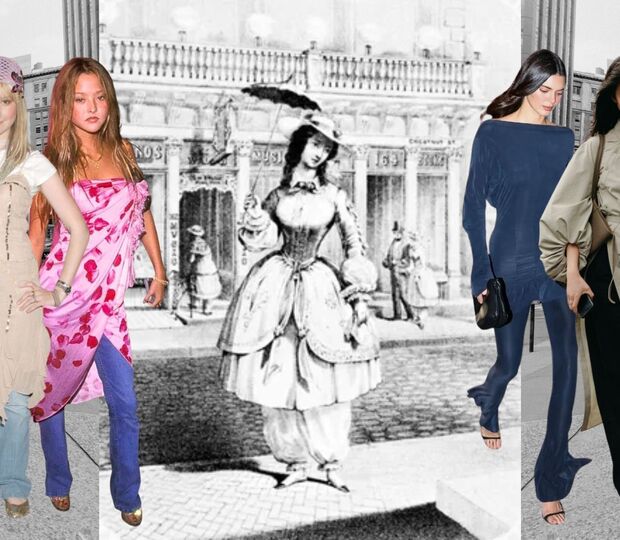 Ashley Tisdale na Gen Art 2005 / Devon Aoki na Ungaro 35th Anniversary Party em 2001 / Ilustraçaõ de 1800s / Kendal Jenner 2024 / @claireguillon