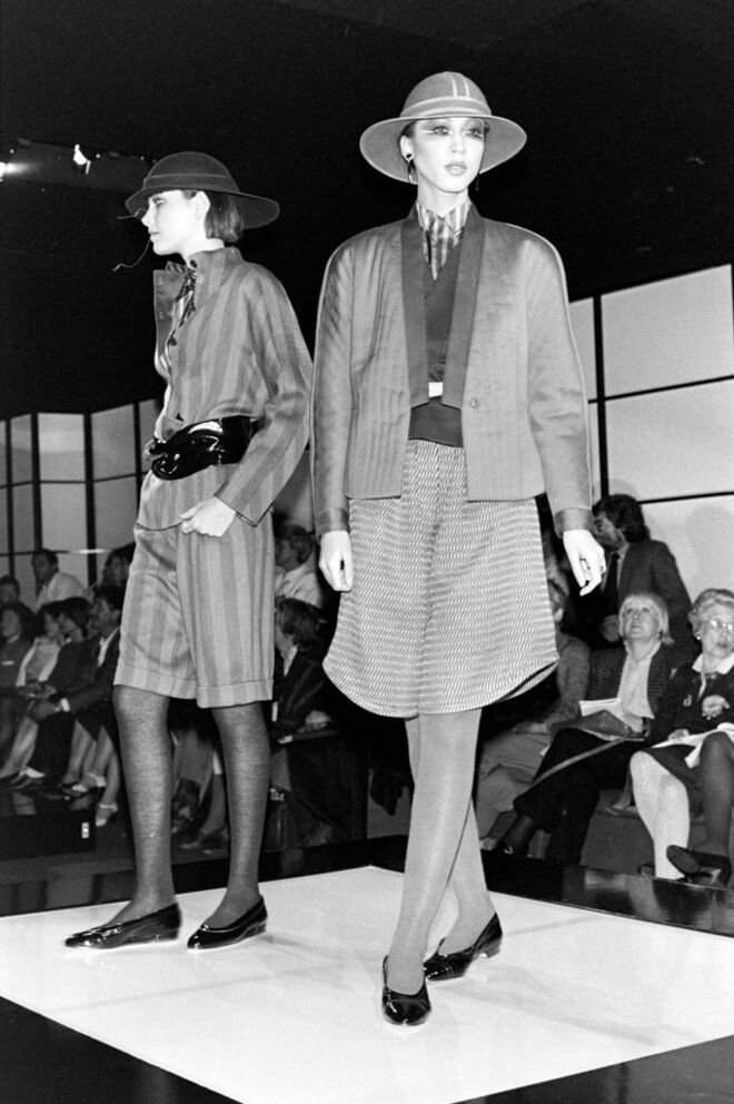 Giorgio Armani na apresentação da coleção primavera/verão durante a Semana da Moda de Milão (2019)