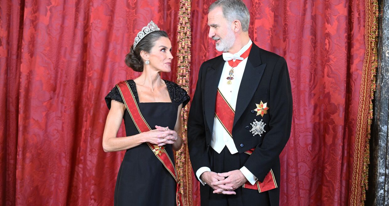 Rainha Letizia e Rei Felipe VI num jantar de Estado em Espanha