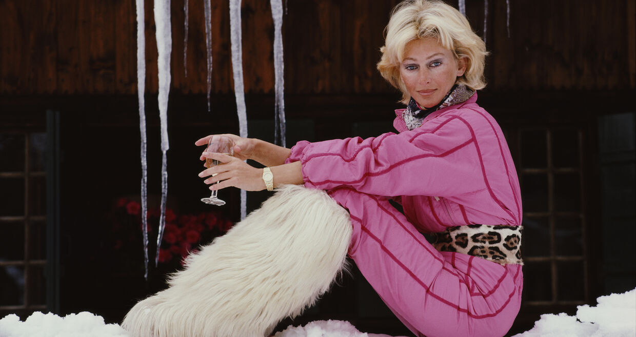 Princesa Bianca Hanau-Schaumburg no seu chalé em Gstaad, 1985. 