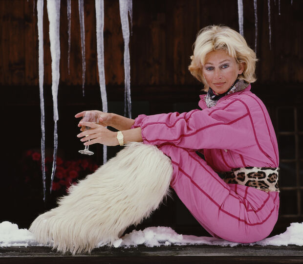 Princesa Bianca Hanau-Schaumburg no seu chalé em Gstaad, 1985. 