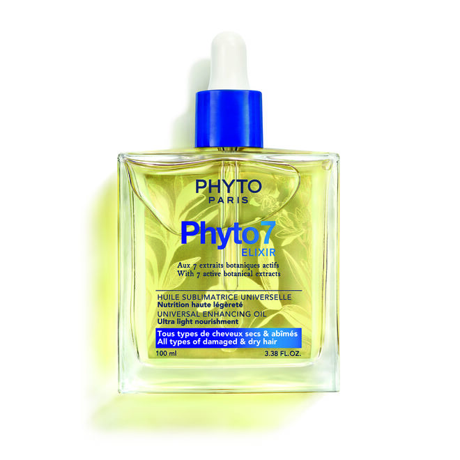 Phyto 7 Elixir, óleo capilar, revitaliza os fios, conferindo brilho sem peso, replicando resultados de salão