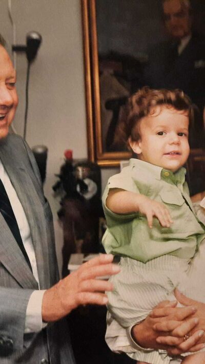 Mário Soares e Maria Barroso com o neto, Mário Barroso Soares