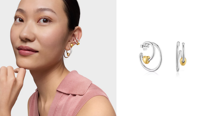 Tous, Brincos dupla argola bicolor motivo coração Flechazo, €199