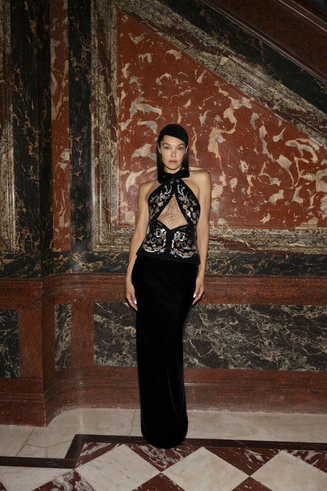 Ana Rujas no desfile de Giorgio Armani